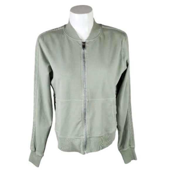 Athleta Farallon Knit Bomber Jacket Zip Front Fern Green Size XS - Picture 3 of 16